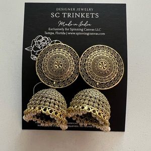 Ethnic gold bell earrings large